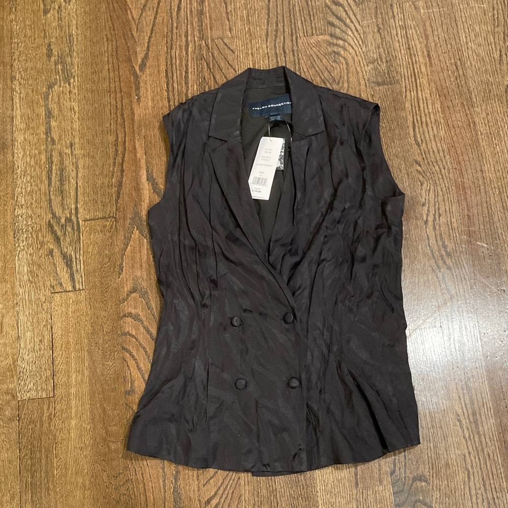 French Connection Black Satin Waistcoat sleeveless